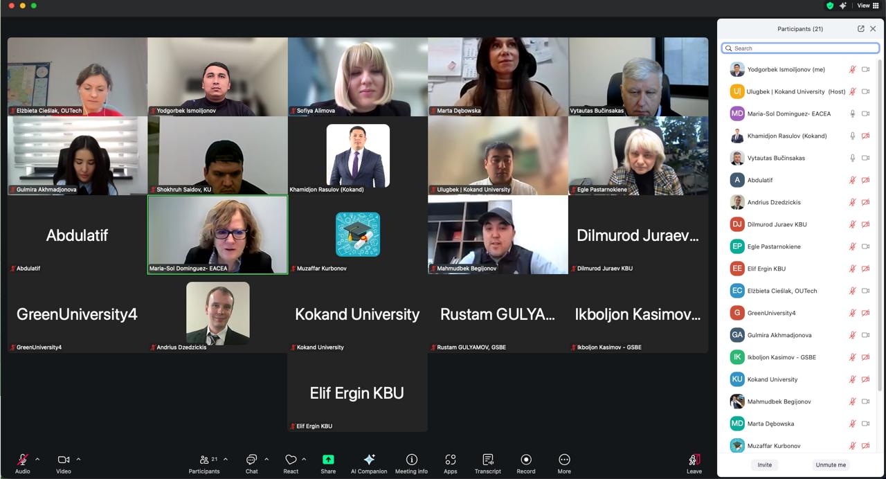 GreenCamUz Project Participates in Erasmus+ CBHE Grant Holders Meeting (2 February 2026)